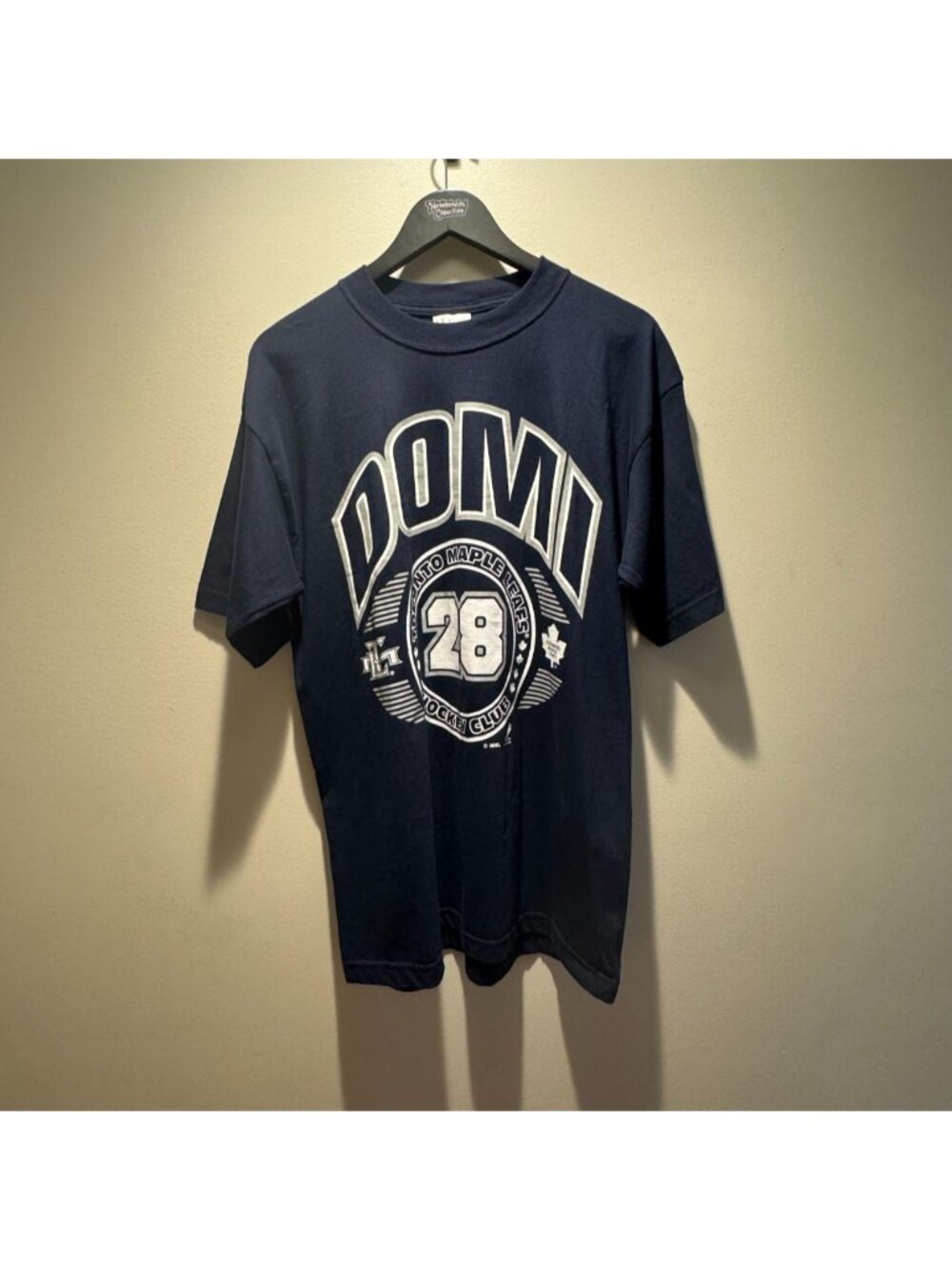 VINTAGE 90s Toronto Maple Leafs Vintage TIE DOMI T Shirt size LARGE Blue